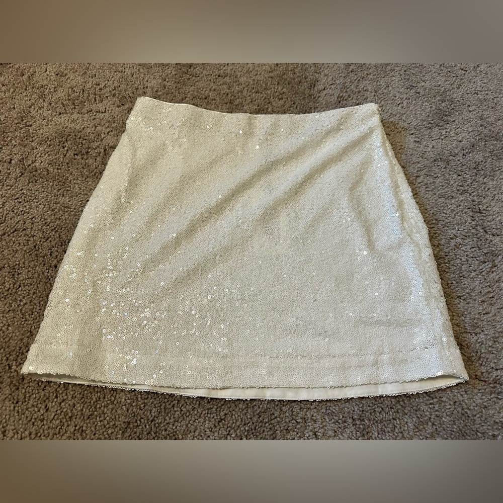 VICI x Gina White Sequin Mini Skirt